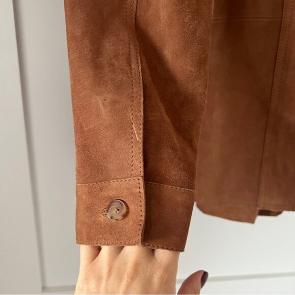 Sézane Will Suede Jacket Brown Tan Size S 100% Suede Classic Parisian Style - Picture 7 of 7
